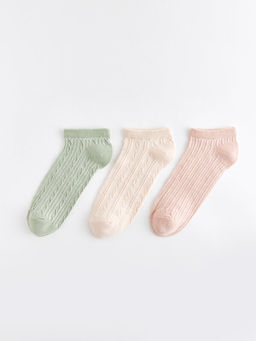 Kendinden Desenli Kad?n Patik ?orap 3l?