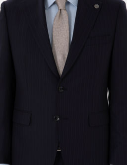 Lacivert Slim Fit _izgili %100 Y_n Tak_m Elbise