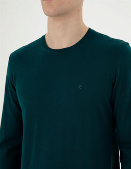 Ye_il Slim Fit Bisiklet Yaka Y_n Kar___ml_ Basic Triko Kazak - Pierre cardin фото 7
