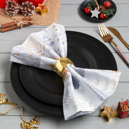 Набор салфеток сервировочных «Этель» Let it snow, 40×40 см - 2 шт., с декоративными кольцами, серые