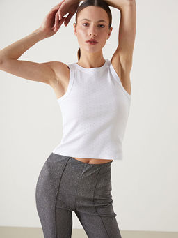 Bisiklet Yaka Parlak Ta?l? Kad?n Atlet