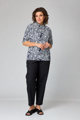 Водолазка Bliss 8092 синий, белый (принт лабиринт)