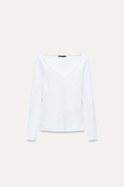 RIBBED LONG SLEEVE T-SHIRT - Zara фото 10