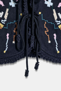 TOP CORTO BORDADOS FLORES / Azul - Zara фото 9