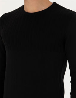 Siyah Slim Fit Bisiklet Yaka Triko Kazak - Pierre cardin фото 7