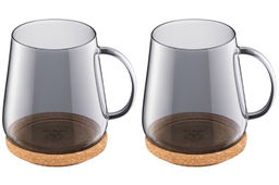 Набор 2 кружек 420 мл 11,5*9*10,5 см Crystal glass + пробковая крышка-подставка, серый - Elan gallery фото 7