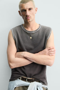 CAMISETA TANK PUNTO  LAVADO / Marr?n