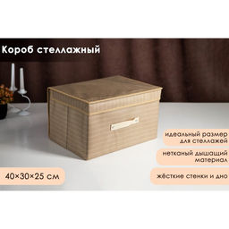 Короб стеллажный для хранения с крышкой Доляна Гусиная лапка, 403025 см, бежевый