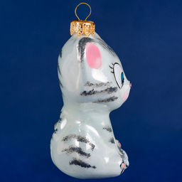 Елочная игрушка фигурка стеклянная Киса-3 6,3х5,4х10,5см, ручная художественная роспись, подарочная упаковка (Россия) - Домашняя мода фото 3
