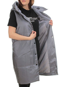 M006 GRAY Жилет женский демисезонный (100 гр. синтепон) - Фабричный китай фото 6