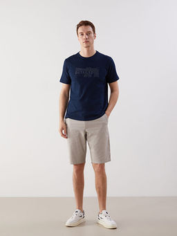 B?y?k Beden Bisiklet Yaka Bask?l? Erkek Ti??rt