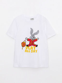 Bisiklet Yaka Bask?l? K?sa Kollu Pamuklu Erkek ?ocuk Ti??rt