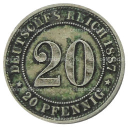 Монета 20 пфеннигов 1887 года E Германия
