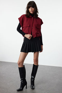 Bordo Oversize Cep Detayl? Yelek TWOSS24YE00037
