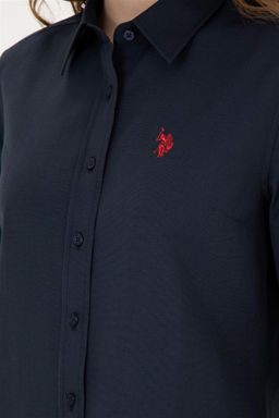 Женская базовая рубашка темно-синего цвета с длинным рукавом - U.s. polo assn фото 7