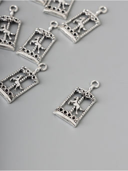 Декор-подвеска для творчества металл «Карусель с лошадкой», серебро, набор 10 шт., 3.3×1.5×0.4 см