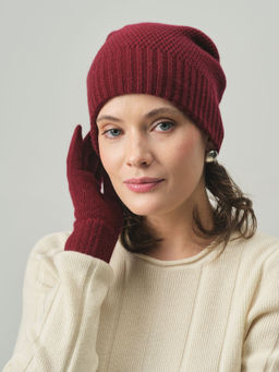 Шапка из кашемира KW101172-F бордовая - Gobi фото 3
