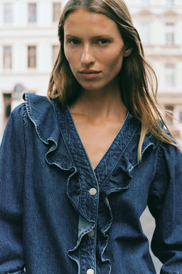 Z1975 DENIM RUFFLE SHIRT - Zara фото 2
