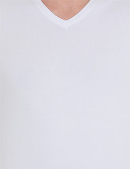 Beyaz Slim Fit V Yaka Basic Ti__rt - Pierre cardin фото 6