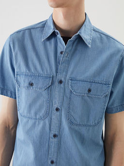 Regular Fit K?sa Kollu Erkek Jean G?mlek