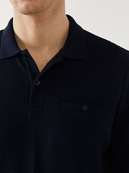 Polo Yaka Uzun Kollu Erkek Sweatshirt