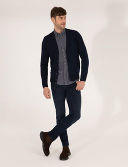 Lacivert Slim Fit Basic D__meli Triko H_rka