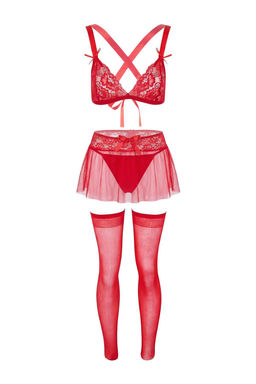 K?rm?z? 4lu Y?lbas? Temal? Dantel Kurdele/Fiyonk/Baglamal? Corapl? Ic Camas?r? Tak?m? THMAW26CC00034