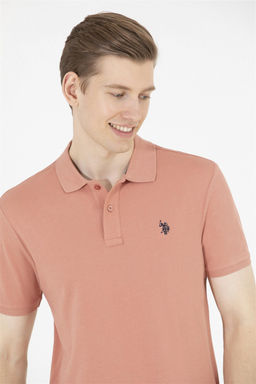 Мужская пудровая футболка с воротником поло Basic - U.s. polo assn фото 9