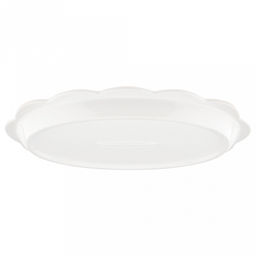 "Махаон" Блюдо фарфоровое 285х165х25мм, 300мл, овальное, волнистый край, с деколью, черный/белый, в коробке (Китай)