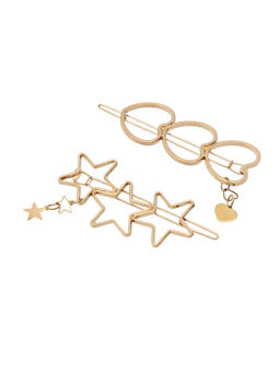 Цена за 3 шт. Невидимка для волос "Джастин" (набор 2 шт) 7 см, золото