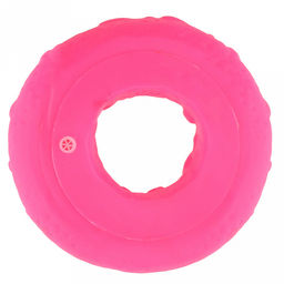 Игрушка для собаки "Пончик" д14см, h3см, с пищалкой, ПВХ, фактурная, цвета микс (розово-зеленый, желто-розовый), "Пэт тойс (Pet toys)" (Китай)