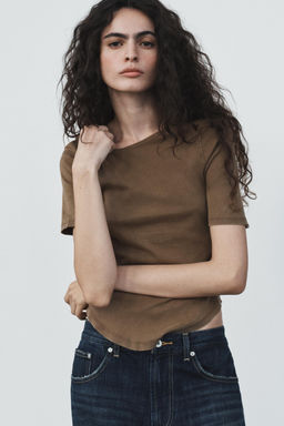 CAMISETA EFECTO LAVADO / Marr?n oscuro - Zara фото 3