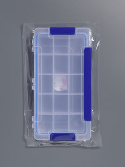 Цена за 3 шт. Органайзер для хранения мелочей, с подвесом, 15 ячеек, 23×12×3.5 см, прозрачный, синий