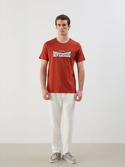 Bisiklet Yaka K?sa Kollu Bask?l? Penye Erkek Ti??rt