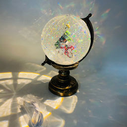 Новогодний декор Ночник стекло - Глобус со Снеговиками 25 см (арт. 8913B)