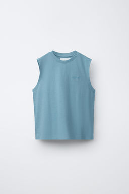 CAMISETA LISA MANGA SISA / Azul lavado