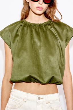 TOP GLOBO EFECTO ANTE / Khaki - Zara фото 2