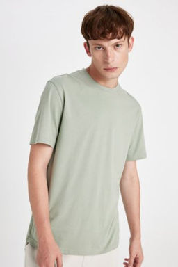 New Regular Fit Bisiklet Yaka Basic Duz %100 Pamuk K?sa Kollu Tisort