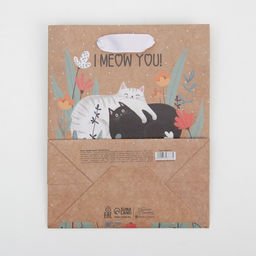 Цена за 3 шт. Пакет подарочный крафтовый, упаковка, Пушистого счастья, MS 18?23?8 см