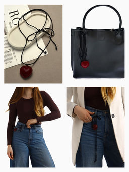 Чокер/кулон на шнурке Сердечко кожа, трансформер, цвет бордовый, 150 см