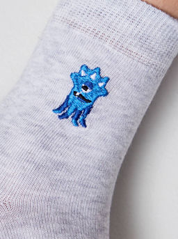 Цена за 2 пары. Носки классические CONTE-KIDS Однотонные хлопковые носки с вышивкой TIP-TOP - Conte elegant фото 4