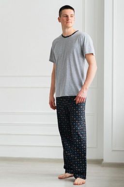 Пижама мужская из футболки с коротким рукавом и брюк из кулирки Генри антрацит - Амадэль фото 2