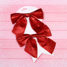 Цена за 2 шт. Бант на ёлку "Зимнее очарование" 15*15 cм (набор 2 шт), Красный