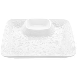 Блюдо сервировочное 25,5*25,5*3 см "Веточки-цветочки" с соусницей, квадратное