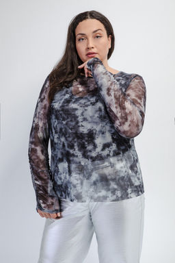 Блуза темно-серая с абстрактным принтом Averi