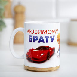 Кружка сублимация Любимому брату, c нанесением