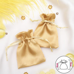 Цена за 50 шт. Мешочек подарочный атласный, 7x9 см, цвет золотой
