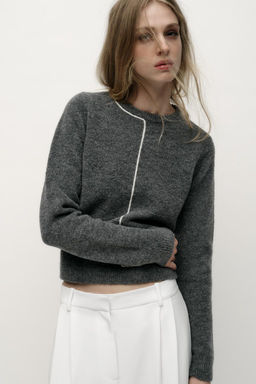 CONTRAST TRIM KNIT SWEATER - Zara фото 3