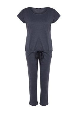 Trendyolmilla Lacivert %100 Pamuklu Baglama Detayl? T-shirt-Pantolon Orme Pijama Tak?m? THMSS20PT0068  фото 6