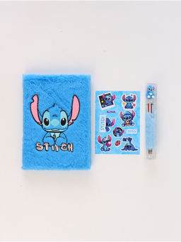 Блокнот пушистый и ручка многоцветная «Стич», голубой